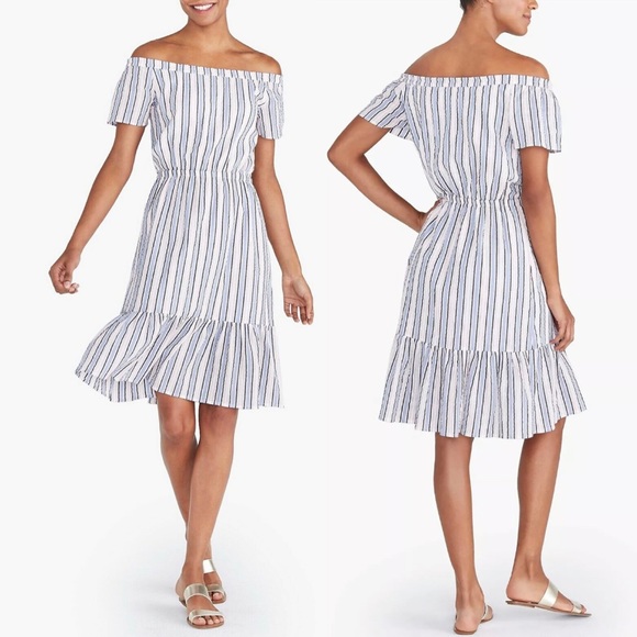 J. Crew Factory Dresses & Skirts - J Crew Mercantile Off-The-Shoulder Striped Peasant